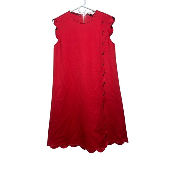 Ted Baker Jasmint Scallop Overlay Dress Womens 3 Size 8 Red Knee Length Classic - Picture 3 of 16
